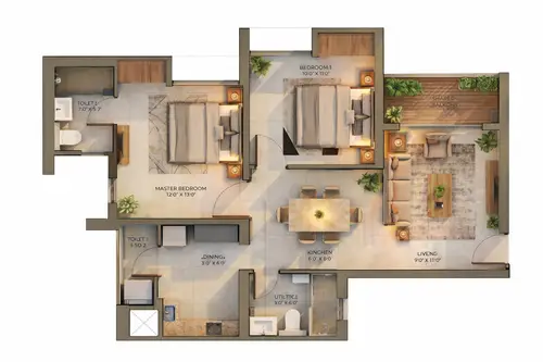 dtc downtown 2bhk 500